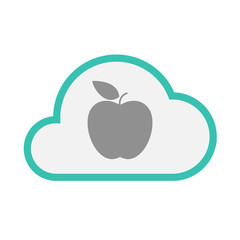 Isolated line art   cloud icon with an apple