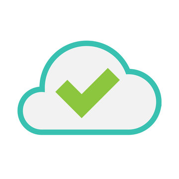 recommend clip art: Isolated line art   cloud icon with a check mark