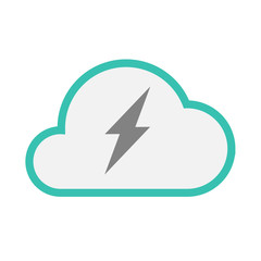 Isolated line art   cloud icon with a lightning