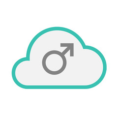 Isolated line art   cloud icon with a male sign