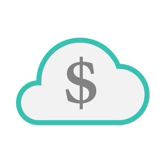 Isolated line art   cloud icon with a dollar sign