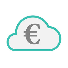 Isolated line art   cloud icon with an euro sign