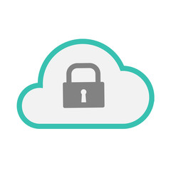 Isolated line art   cloud icon with a closed lock pad