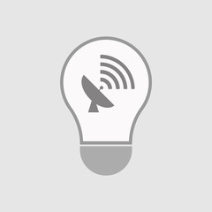 Isolated line art light bulb icon with a satellite dish
