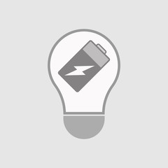 Isolated line art light bulb icon with a battery