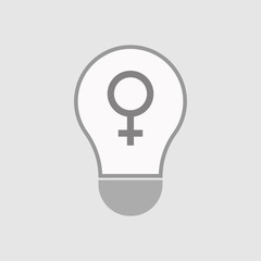 Isolated line art light bulb icon with a female sign