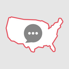 Isolated line art  USA map icon with a comic balloon