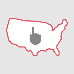 Obraz premium Isolated line art USA map icon with a pointing hand