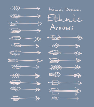 Collection of ethnic arrows hand-drawn for your design. Vector