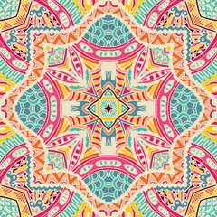 Abstract folk ethnic colorful seamless pattern ornament