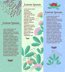 Set of vertical banners with floral elements and place for your text. Vector