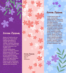 Set of vertical banners with flowers and place for your text. Vector