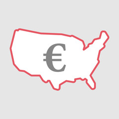 Isolated line art  USA map icon with an euro sign