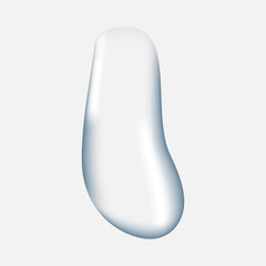 Realistic pure and transparent water drops set with shadow on gray background.