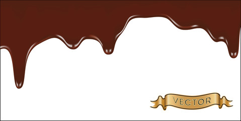 Realistic vector illustration of melted chocolate dripping
