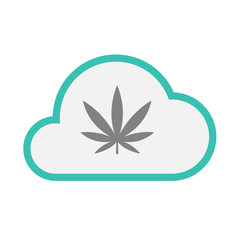 Isolated line art   cloud icon with a marijuana leaf