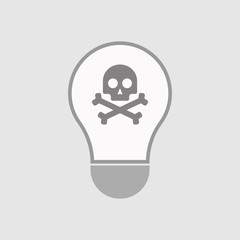 Isolated line art light bulb icon with a skull