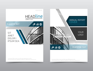 Annual report cover. Blue brochure design. Leaflet layout. Presentation template. Business concept template A4 size. Eps 10