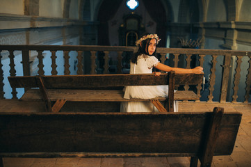 Young girl in the church