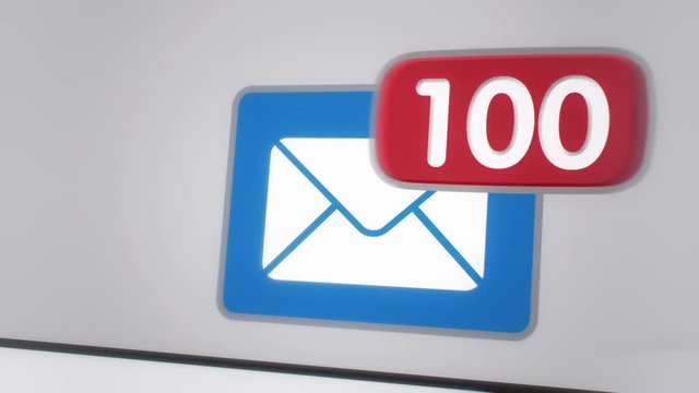 custom illustrated e-mail icon with incoming email numbers popping up.