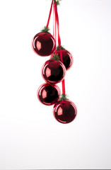Christmas balls / Five red balls decoration for New Year.