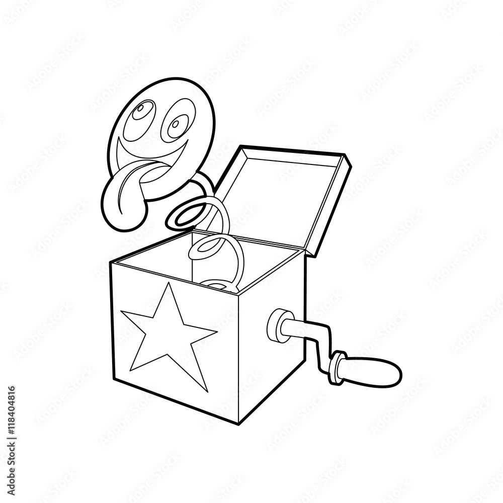 Poster toy box in spring icon in outline style isolated on white background. present symbol