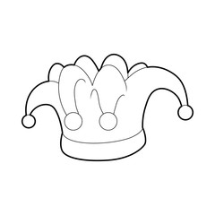 Hat clown icon in outline style isolated on white background. Headwear symbol