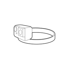 Action camera for heads icon in outline style isolated on white background. Gadget symbol