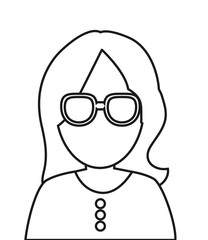 Obraz na płótnie Canvas flat design faceless woman with glasses portrait icon vector illustration