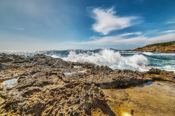 crashing wave in Sardinia