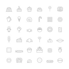 Sweets outline icon big vector set. Simple design.