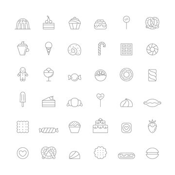 Sweets outline icon big vector set. Simple design.