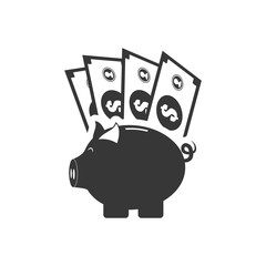 piggy bill money financial commerce icon. Flat and Isolated design. Vector illustration