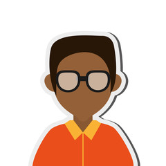 flat design dark skin faceless man portrait icon vector illustration