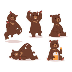 Cartoon bear vector set.