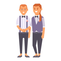 Wedding gay couples vector characters