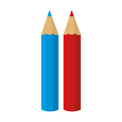 pencil color crayons blue red school stationary ducation art vector illustration isolated