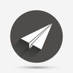 Paper Plane sign. Airplane symbol. Travel icon.