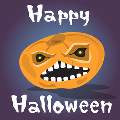 Happy Halloween Banner Pumpkin Scary Face