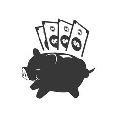 piggy bill money financial commerce icon. Flat and Isolated design. Vector illustration