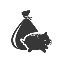 piggy money bag financial commerce icon. Flat and Isolated design. Vector illustration