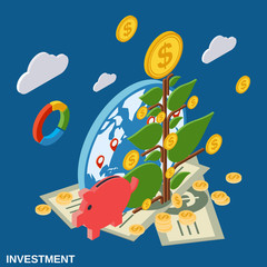 Investment flat isometric vector concept