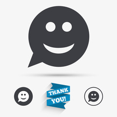 Fototapeta premium Smile face sign icon. Smiley symbol.