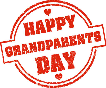 Happy grandparents day red grunge style rubber stamp with hearts