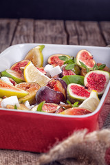 Fresh figs with sugar - close up