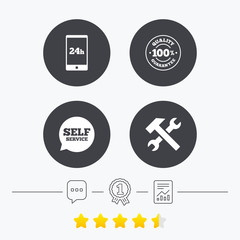 Repair fix tool icons. Customer service signs.