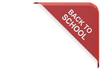 Back to School red corner, sale and discount concept. 3D renderi