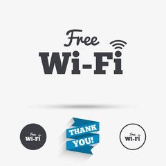 Free wifi sign. Wifi symbol. Wireless Network.