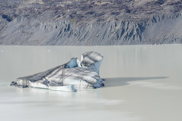 Close-up of the iceberg on the Tasman Glacier Terminal Lake in New Zealand's South Island.