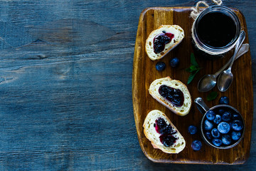 Blueberry jam sandwiches